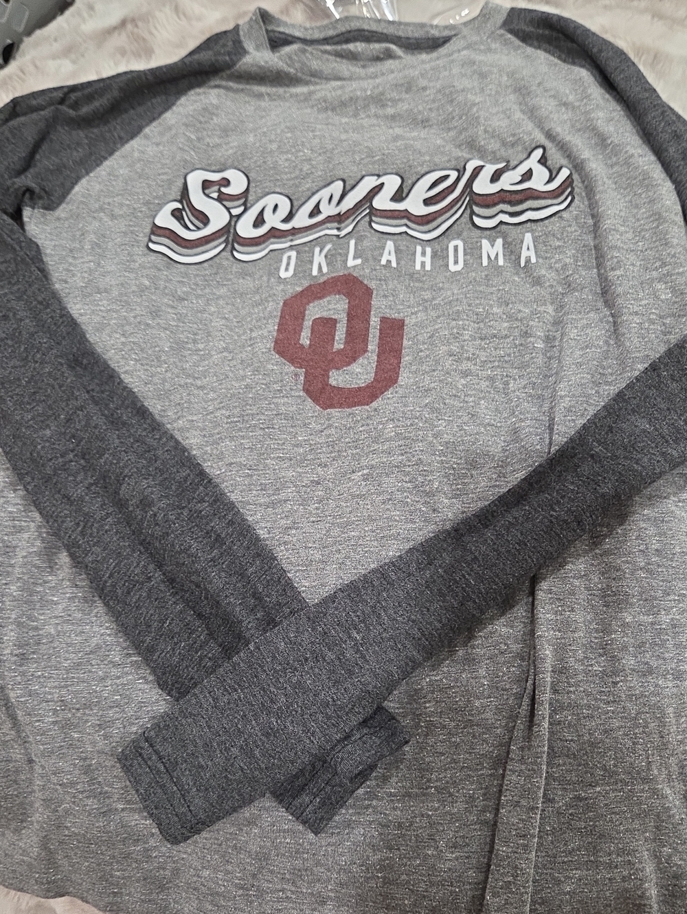Oklahoma Sooners Two-Tone Gray Crewneck Sweatshirt